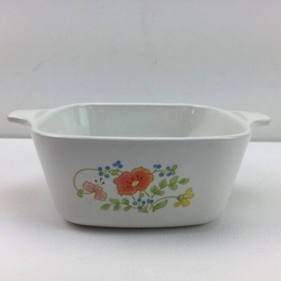 VTG, Corning Ware P-43-B 2 3/4 Cup Pair Floral White Baking Dishes - Picture 3 of 6